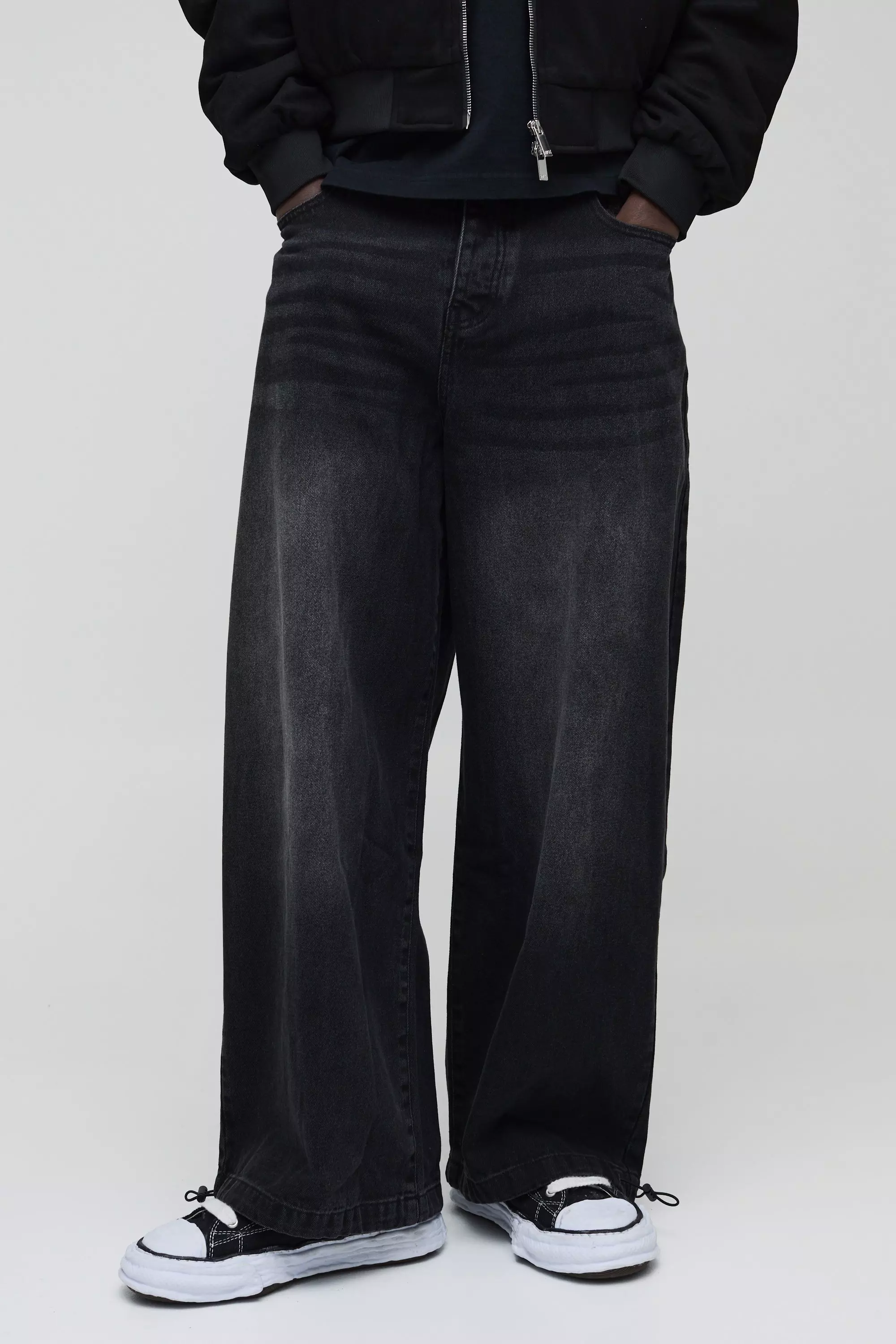 【SATIIIZ】Labon Parachute Denim Pants Denim Parachute Jeans | boohooMAN USA